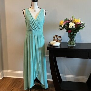 Lands' End Mint Green Striped Sleeveless Maxi Dress